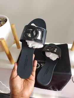 Dolce & Gabbana Black Slide Sandals