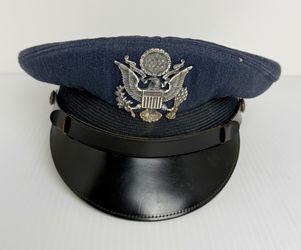 VTG 1950's United States Air Force 1st Lt. Officer Dress Cap Hat Blue Size 7-1/4