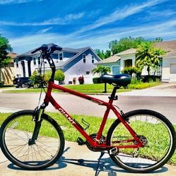  Matte Red 26" Men's Giant Sedona DX Upright Riding 21-Speed Bicycle with Front Suspension & a Comfort Seat Post.  This Bicycle was Recently Tuned