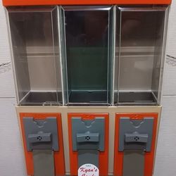 Has Keys Orange Triple Canister Gumball Candy Machine with Stand $89