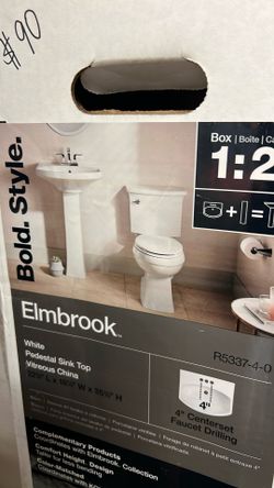 BolPedestal Sink Top •Vitreous China 22/2 L x 18⅞" W x 35⅜" H . Ei Denova de lavabo à colonne i Porce elanco \Parte superior del lavabo - Orticos para