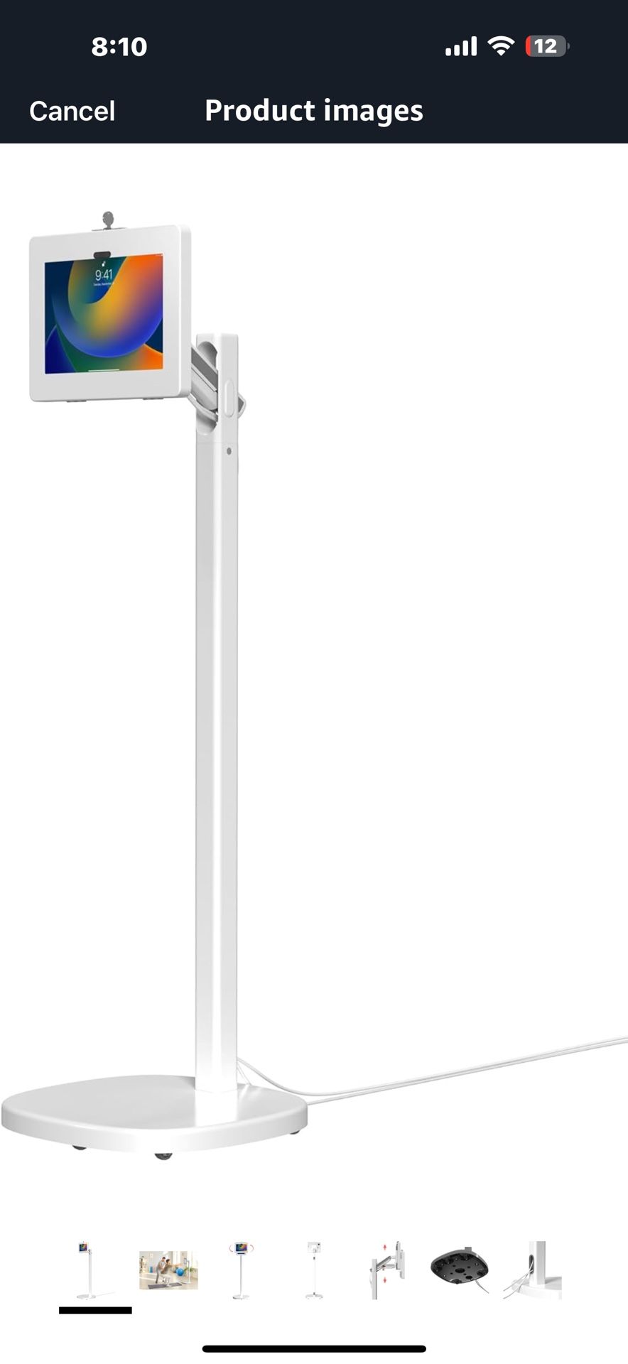 CTA Digital Healthcare Grade Floor Stand with Quick Release Enclosure & Ergonomic Hospitality Features – Tilting, Mobile, & Secure Tablet Enclosure (P