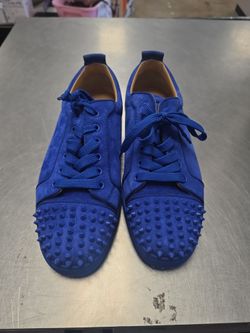 Christian Louboutin Blue Suede Spike Sneakers