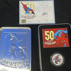 Spider-Man Marvel 50 Year Anniversary 1 oz Silver Coin 2013