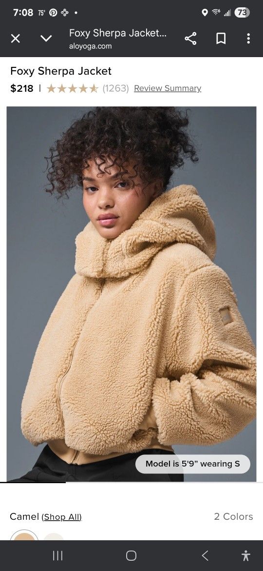 Alo Foxy Sherpa Jacket (Camel/Medium)