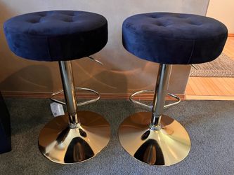 Set of 2 Design Guild Home Furnishings Black Velvet & Gold Stools - NEW