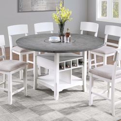 Counter Height Dining Set 7 Piece Brand New- Table With Lazy Susan