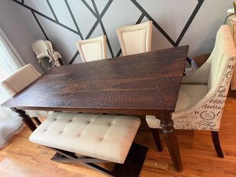 Custom wood dining table and chairs