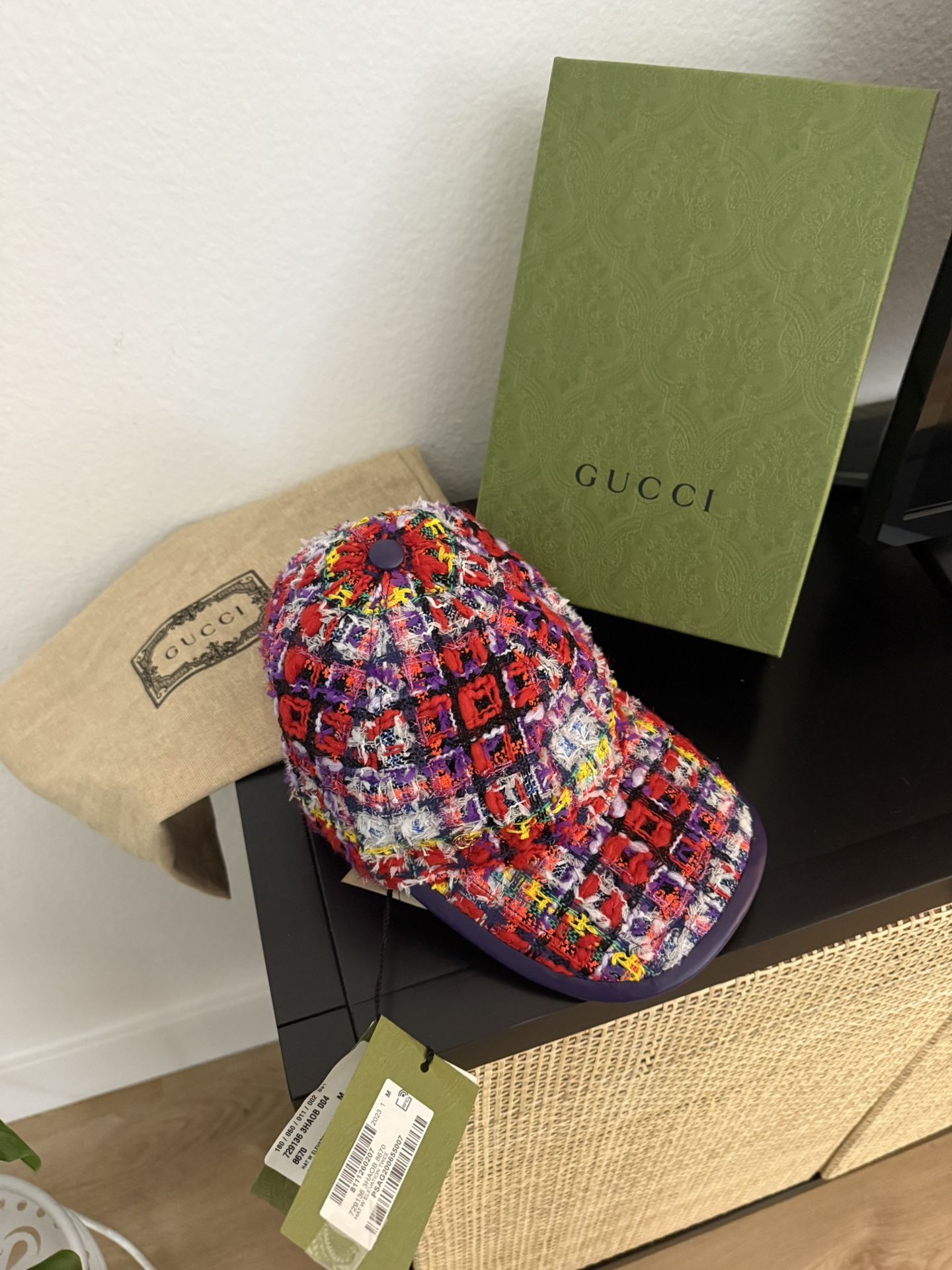 Gucci Tweed Baseball Hat, NWT