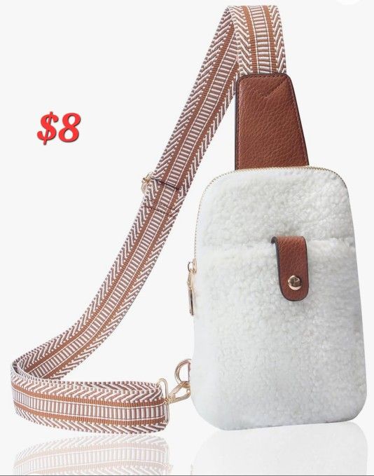 Sling Bag for Women Crossbody Fanny Pack Chest Anti-Theft Fleece Fabric Purse Detachable Shoulder Strap Cross Body Bag