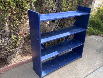 Blue Painted Wood Shelving Unit