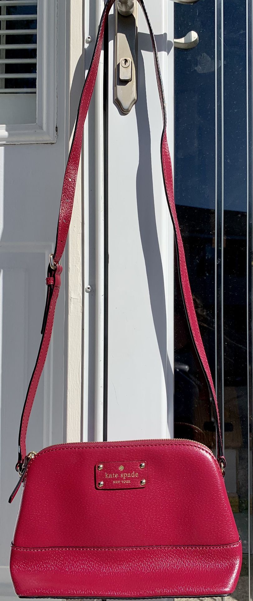 Kate Spade Wellesley Hanna Maroon Pebbled Leather Crossbody Handbag WKRU2895