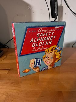 36 Vintage Halsam Wooden Alphabet Blocks