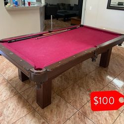 Pool Table With Pool Sticks