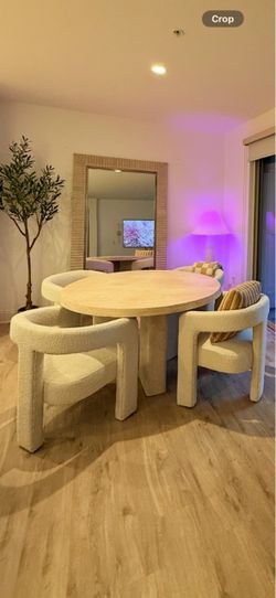 4 Boucle Dining Chairs in White