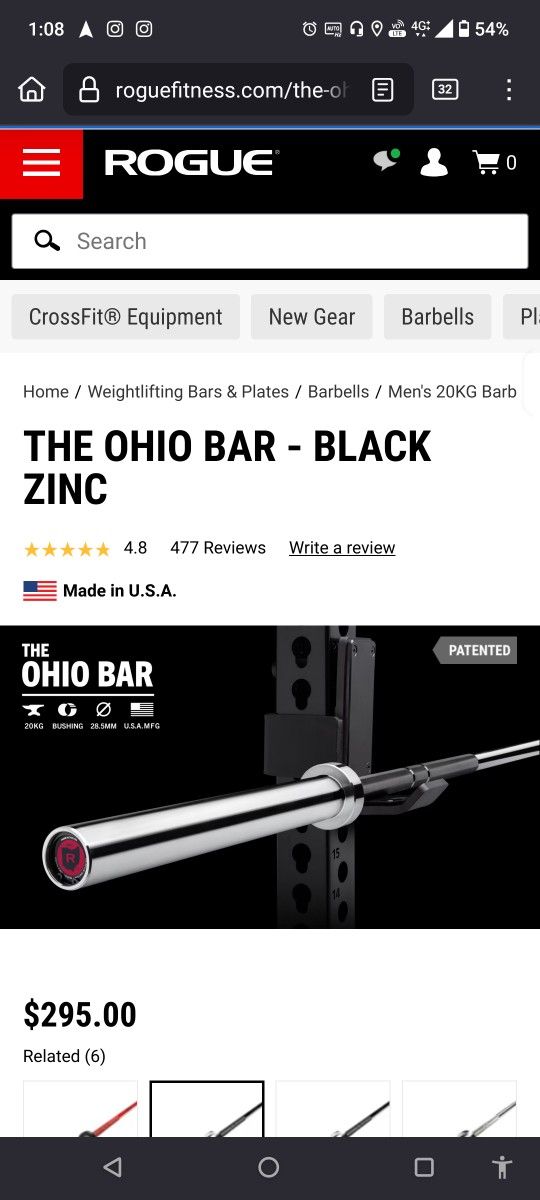 Rogue Fitness Ohio Bars Barbells