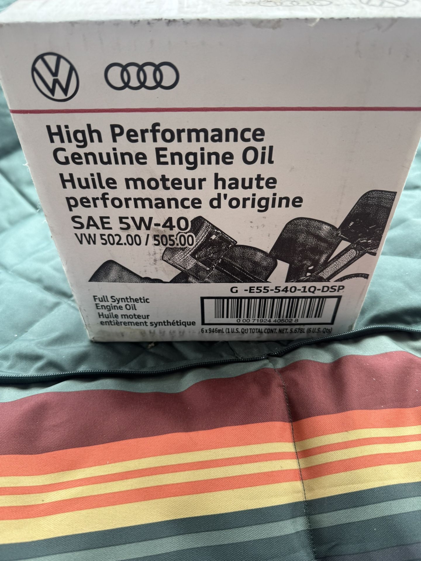 MOTOR OIL VOLKSWAGEN /AUDI NEW 5W-40 6QTS