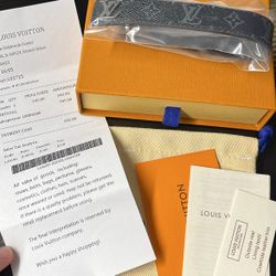 LV-Style Black Bracelet w/ Silver Logo