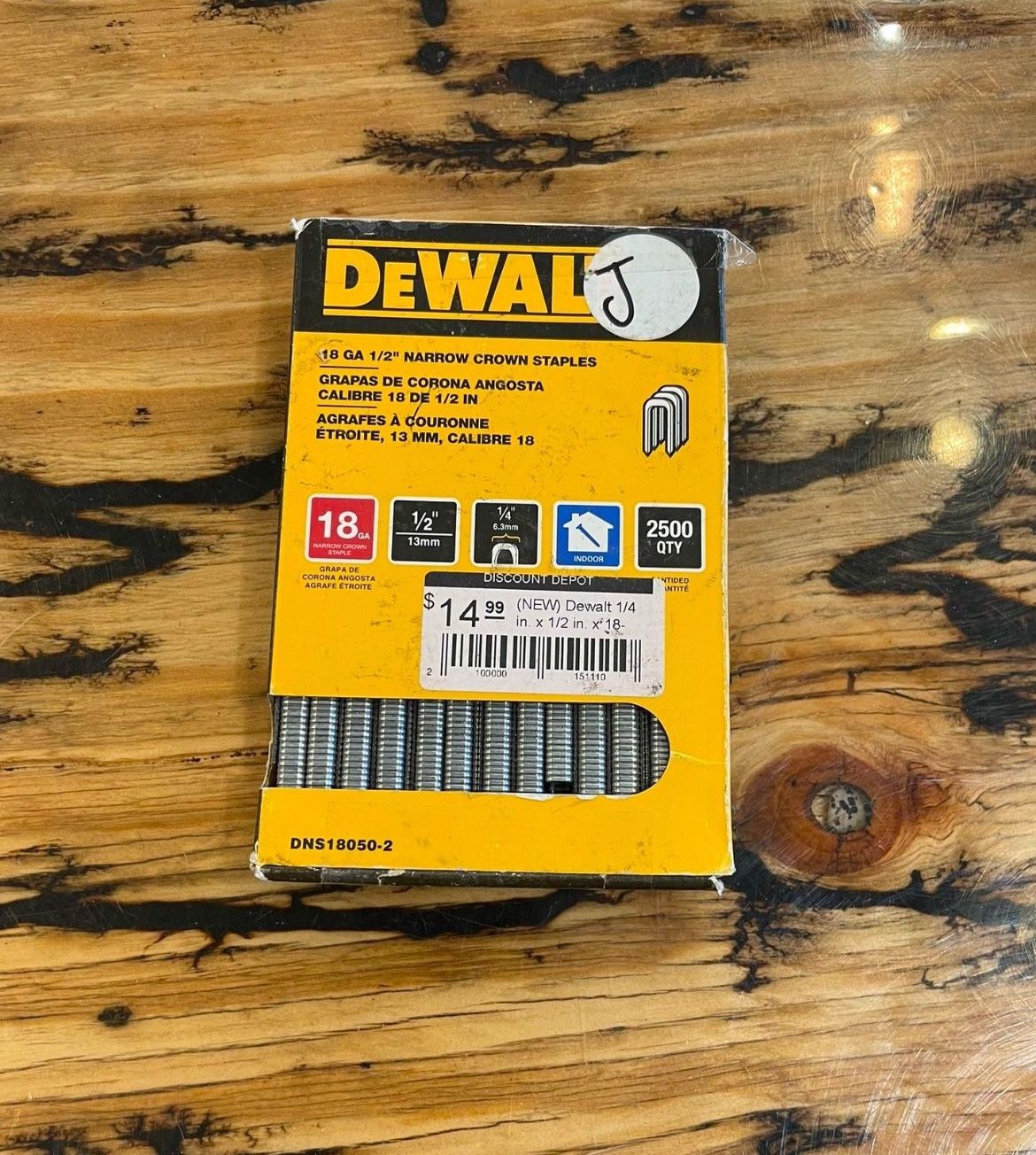 DeWalt DNS18050-2 Crown Staples, 1/4" X 1/2" X 18-Gauge, Each - View #2