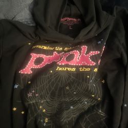 P*nk Spider Hoodie Black