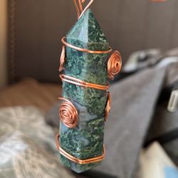 Pendant; Stone Wrapped In Copper