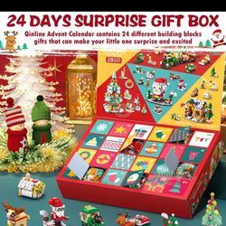 Christmas Advent Block Set for Boys and Girls 6 in 1 Elk Sleigh Block Toys, 24 Days Countdown Kids Party Decorations