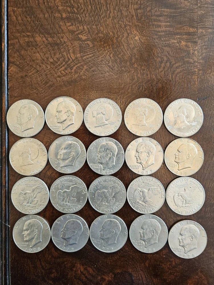 20 Eisenhower Dollars Collectibles Coins, 6 Bicentennials And Different Years 