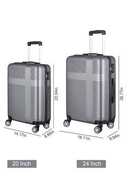 Piece 2Luggage Set With TSA Lock, Durable Lightweight Cross Stripe Suitcase Hardshell Luggage Set With Hooks And 360 Degree Spinner Wheels (24in/28in)