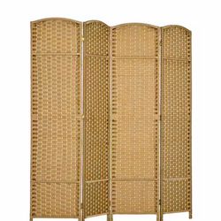 4-Panel Folding Room Divider Privacy Screen