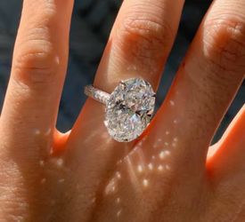 8CT Oval Cut Full Moissanite Ring S925 Silver
