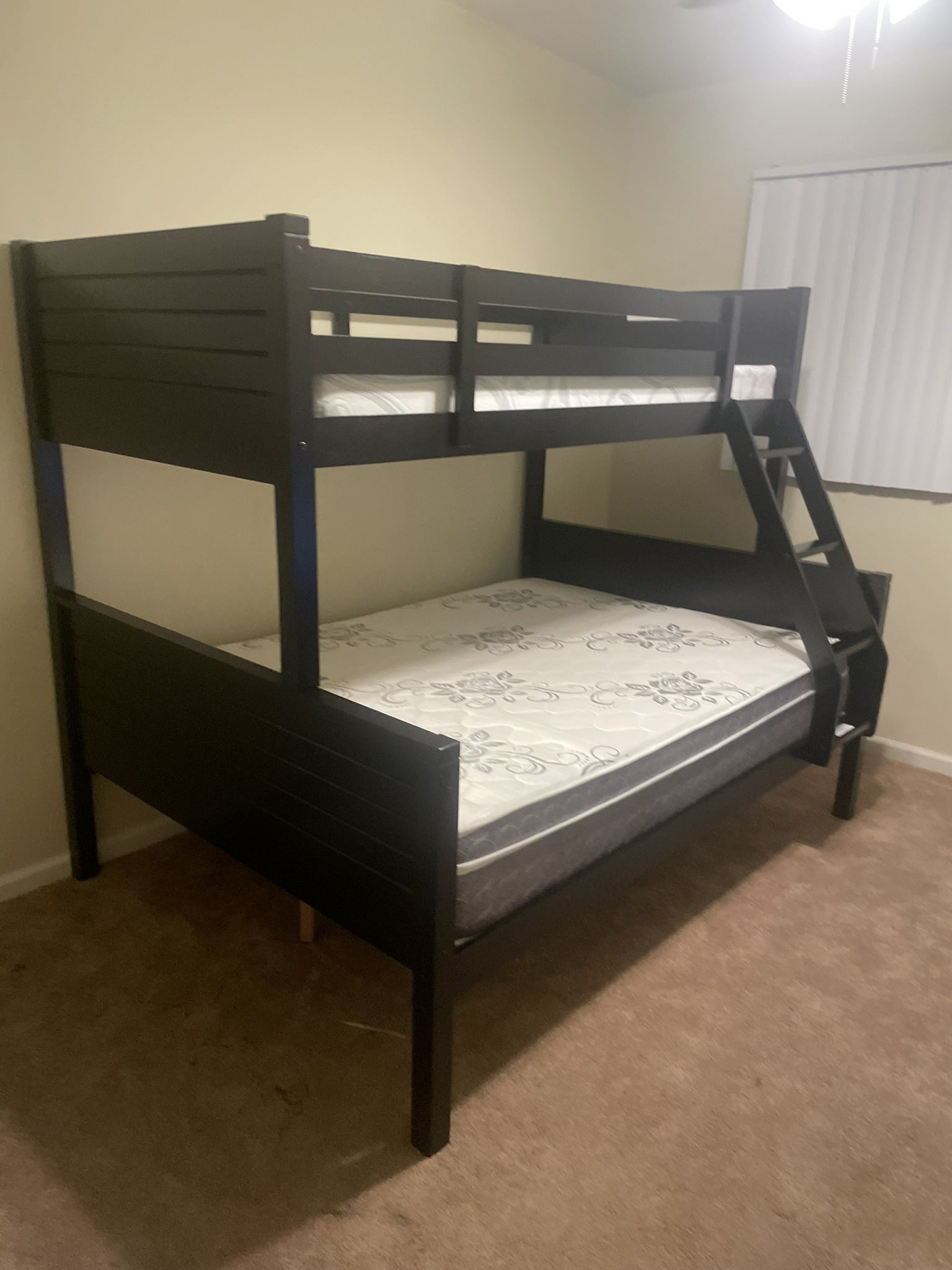 Free delivery. $350 for bunk bed only. $550 with mattresses. Available in espresso and white  Assembly required. Assembly not included. Cash upon deli