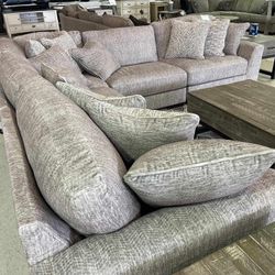 Regent Park Pewter Gray 5 Piece Huge Modular Sectional Sofa