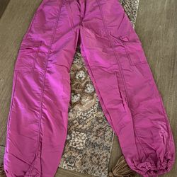 Girls Hot Pink Parachute Pants, Size Medium