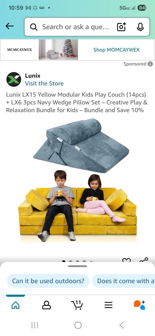 Lunix LX15 Gray Modular Kids Play Couch (14pcs) - Paid $229 And Hardly Used