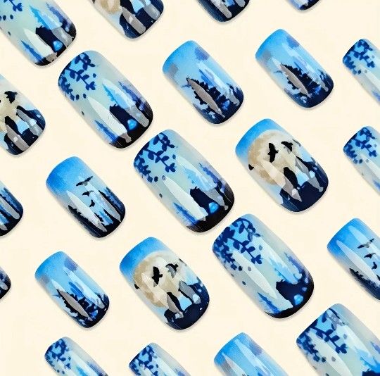24-pcs. Medium Wolf/Night Press-On Nails
