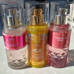 Bath & Body Works Gorgeous, Champagne Toast, Princess Belle Find Fragrance Mist Perfume