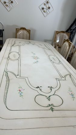 Vintage Hand-Painted White Dining Table