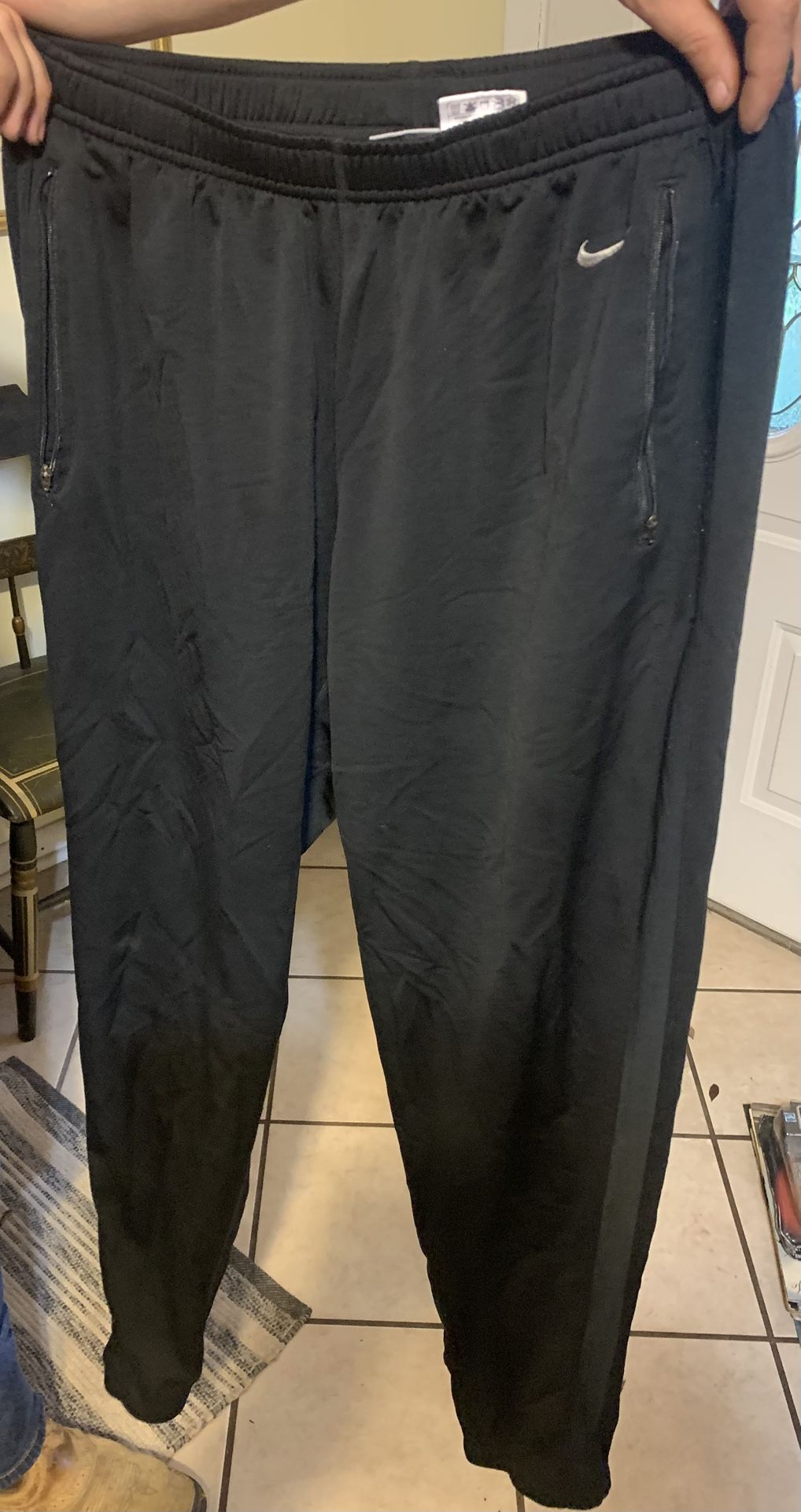 Nike Dri-Fit Mens Black Athletic Training Track Pants XL 