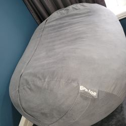 Big Joe Fuf XL Foam Filled Bean Bag Chair with Removable Cover, Fog Lenox, Durable Woven Polyester, 5 feet Giant

