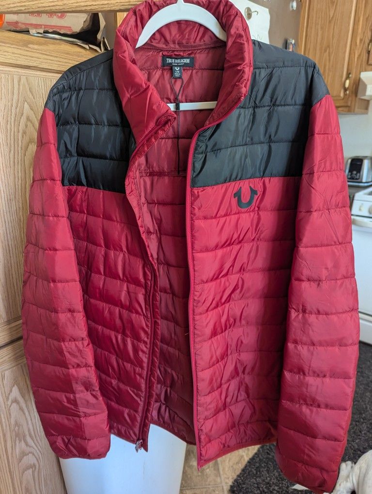 True religion lightweight puffer jacket men's large