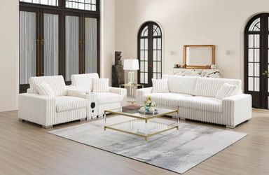 Modern Ribbed Living Room Set
