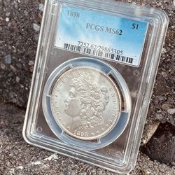 $1 1898 Morgan Dollar MS 62. Super Collectable 