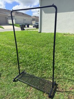 Black Rolling Clothes Rack with Shelf