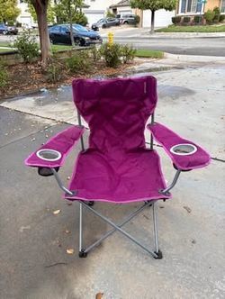 Hot Pink Outdoor Full Size Adult Folding Chair with 2 Cup Holders