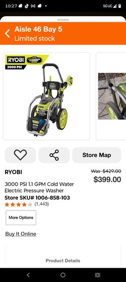 Ryobi 3000 PSI Electric Pressure Washer