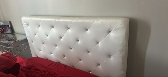 White Faux Leather Tufted Headboard