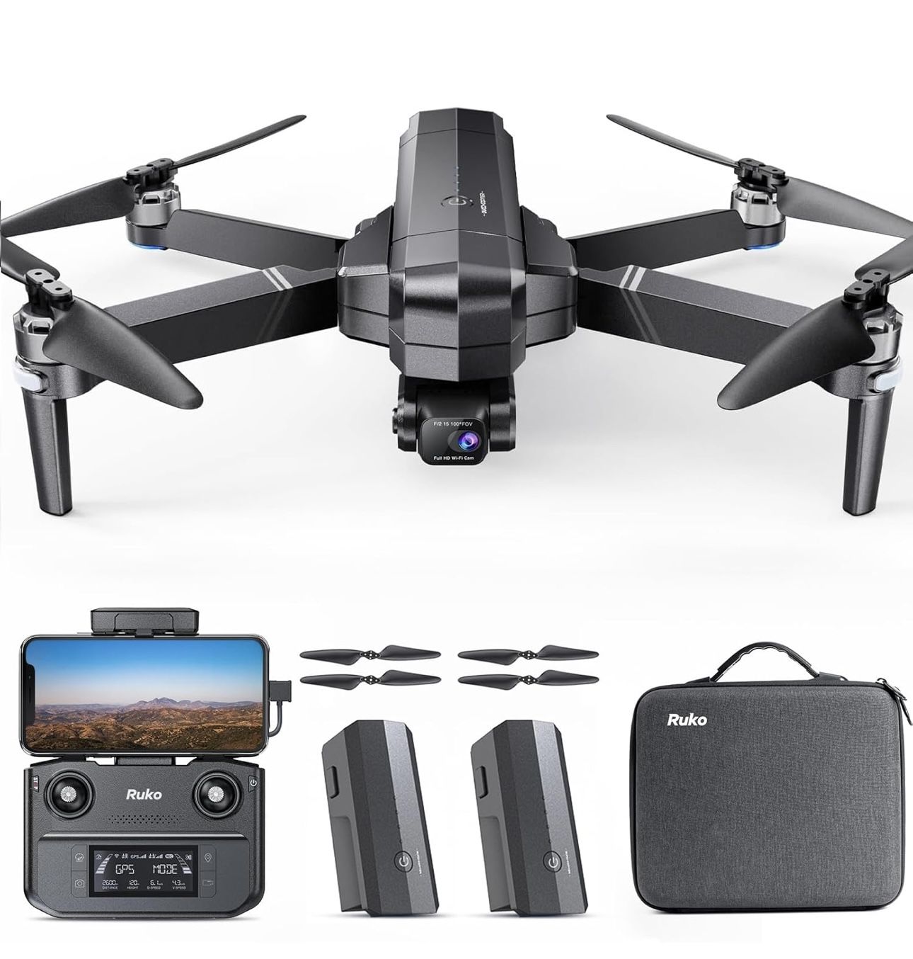 Ruko F11GIM2 Drones with Camera for Adults 4K, 64Mins Flight Time, Gimbal & EIS 4K Camera, 9842ft Digital video Transmission, GPS Auto-return Professi