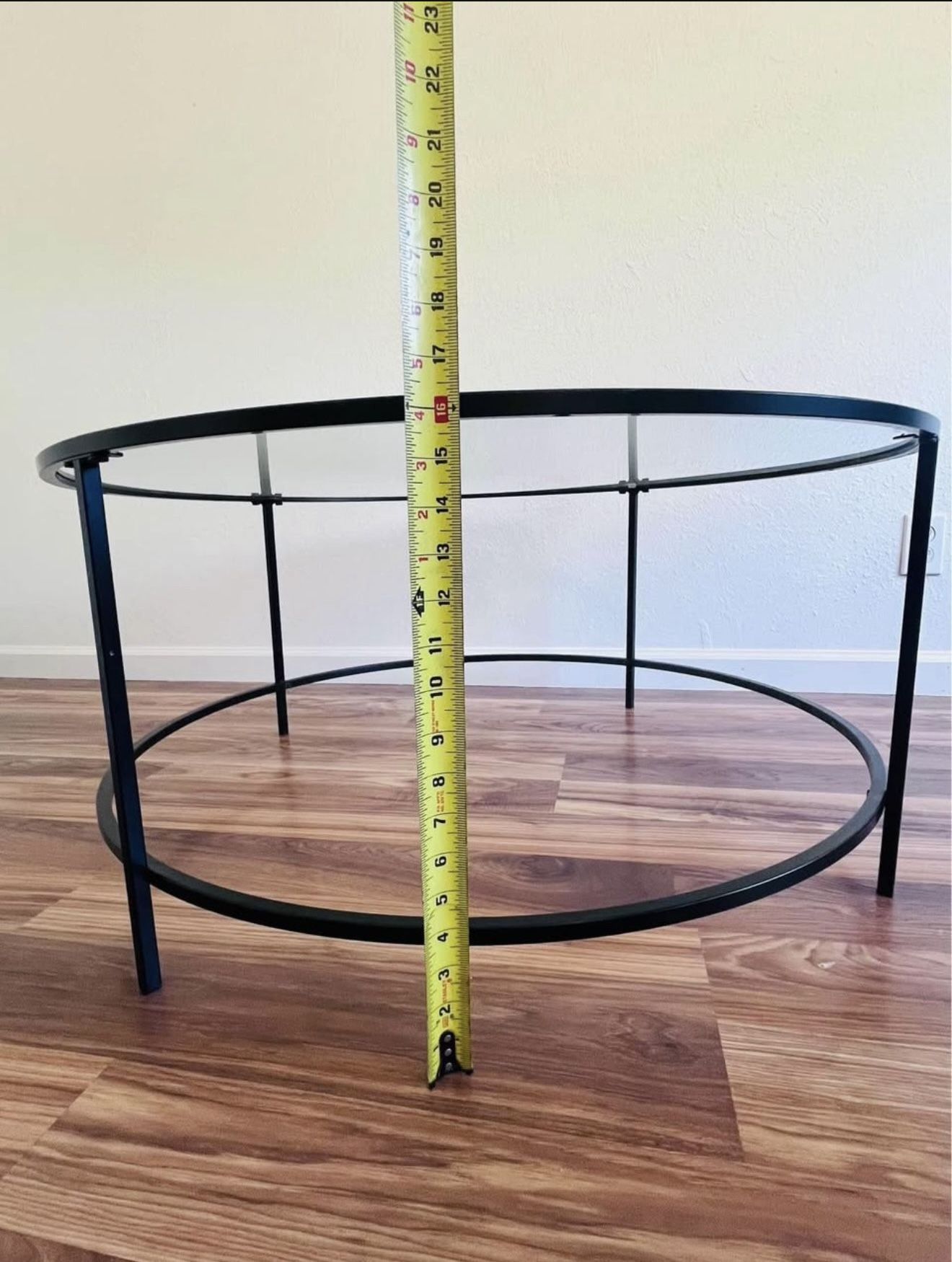 FOTN Side Table Coffee Table Clear Glass Coffee Table Living Room Table Coffee Tab. Color-black