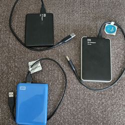 3 Western Digital USB Hard Drives (2 x 500GB & 1 x 1TB)
