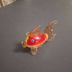 Miniature Hand Blown Art Glass Koi Or Goldfish In Unique Variations Of Red, Yellow, Gold & Silver 3"L X 2"H 